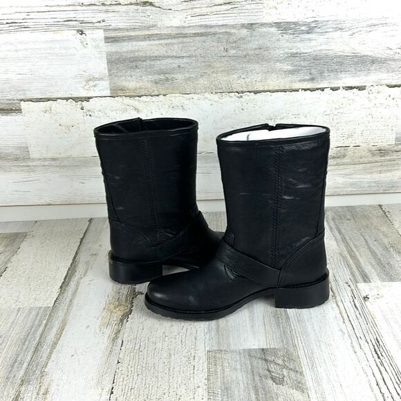 Michael Michael Kors Women’s 5.5 Jonas Black Leather Biker Moto Ankle Boots NEW - Picture 9 of 10